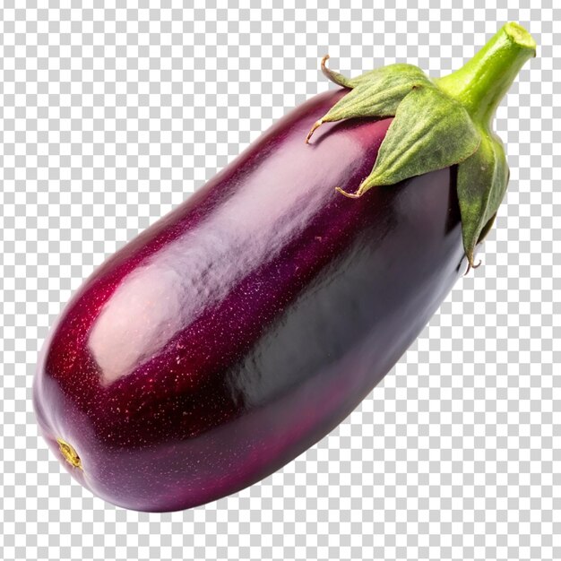 PSD a purple eggplant with a green stem on transparent background