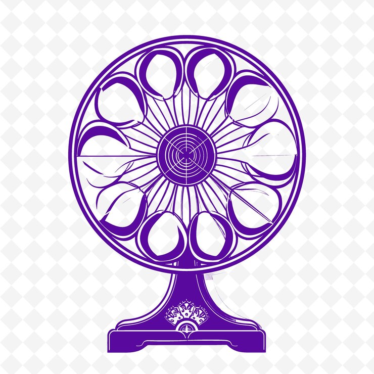 PSD a purple fan with a flower on it