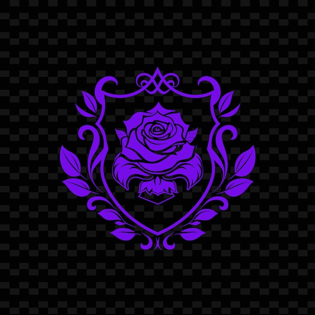 PSD 紫色の花と紫色のバラを黒い背景に