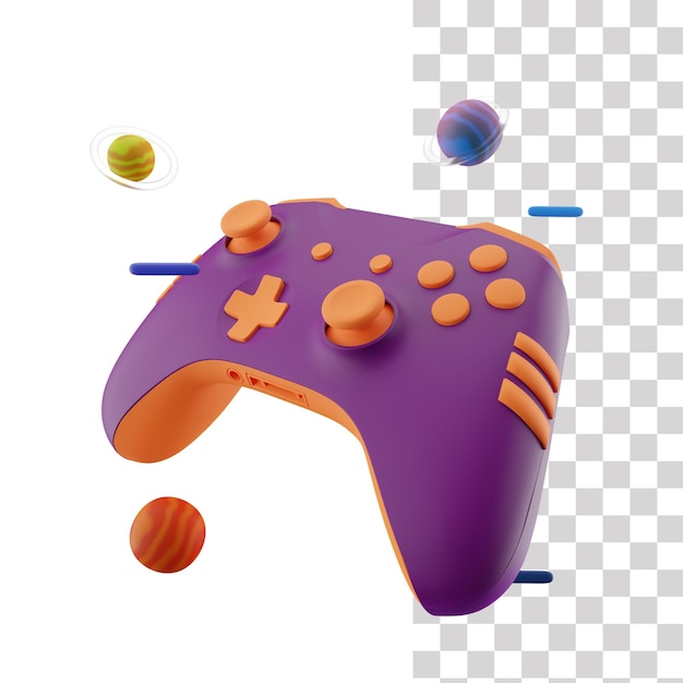 Фиолетовый игровой контроллер с планетами и планетами на нем