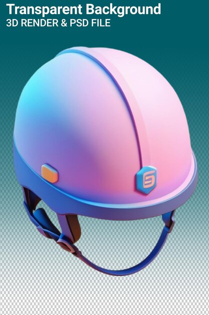 紫色のヘルメットで前面に青いハンドルと青いサークルがあります