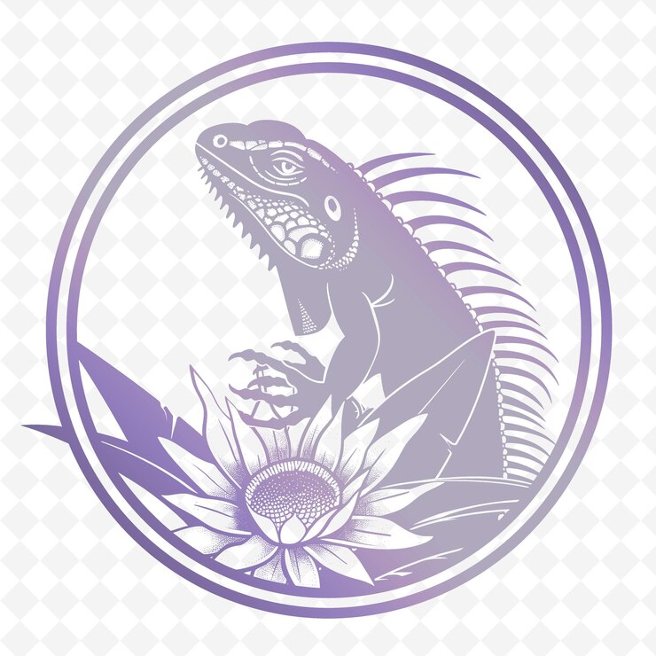 PSD a purple lizard and flower with a flower in the center
