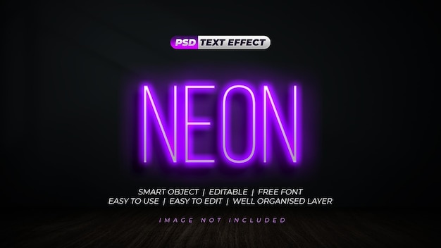 PSD Фиолетовая неоновая вывеска с надписью neon на ней