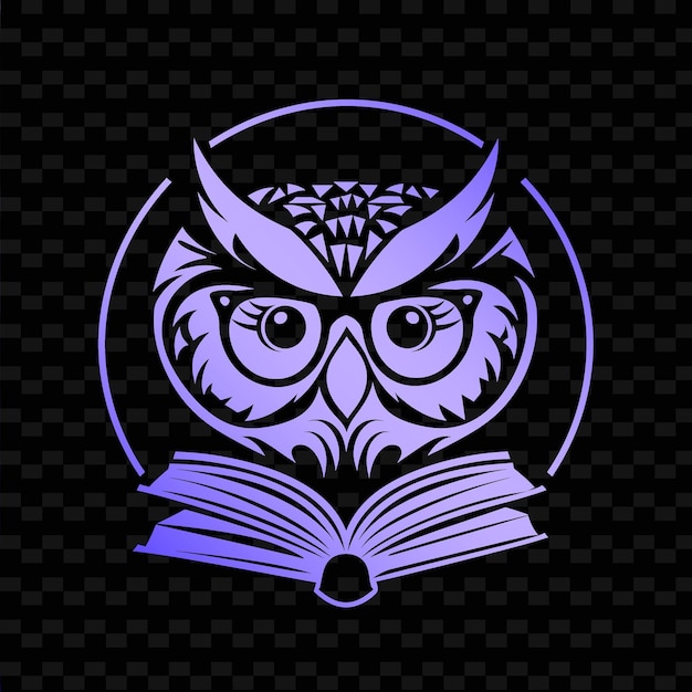 PSD Фиолетовый сова с голубым лицом и черным фоном