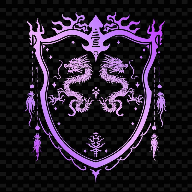 PSD Фиолетовый щит с драконом на нем