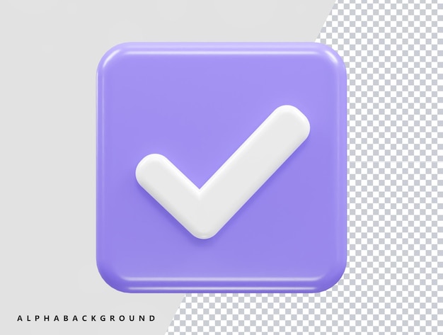 A purple square with a white tick icon on the top.