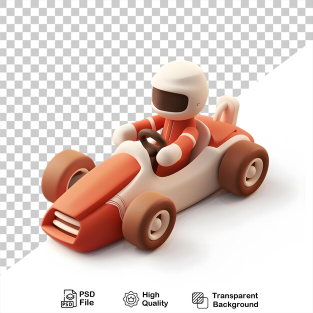 PSD 前面にヘルメットが付いたレーシングカー 漫画のキャラクター 背景なし