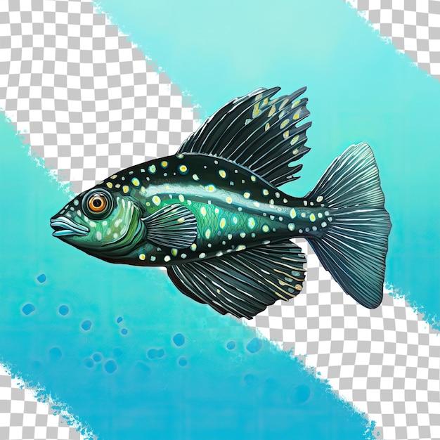 PSD 파란색 점이 투명한 배경을 가진 라자 물고기