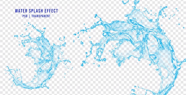 PSD 透明な背景に分離された現実的なスプラッシュ水効果