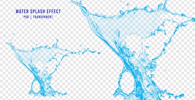 PSD 透明な背景に分離された現実的なスプラッシュ水効果