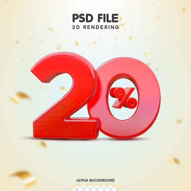 PSD 赤い 20% の 3 d イメージ。