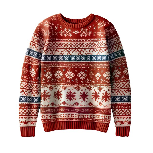 A red and white sweater with snowflakes on it PNG Transparent Generative AI