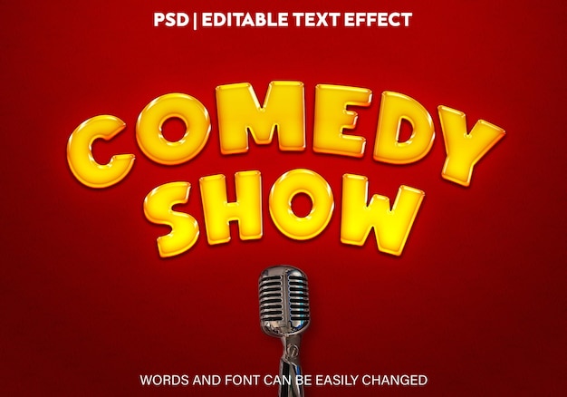 PSD 赤い背景に「コメディショー」の文字。
