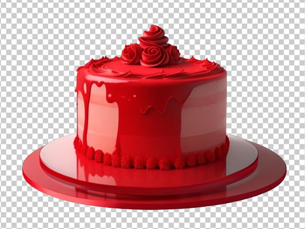 PSD 赤い誕生日ケーキが3dレンダーで描かれています