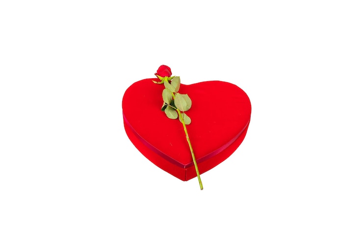 PSD a red box with a red rose on