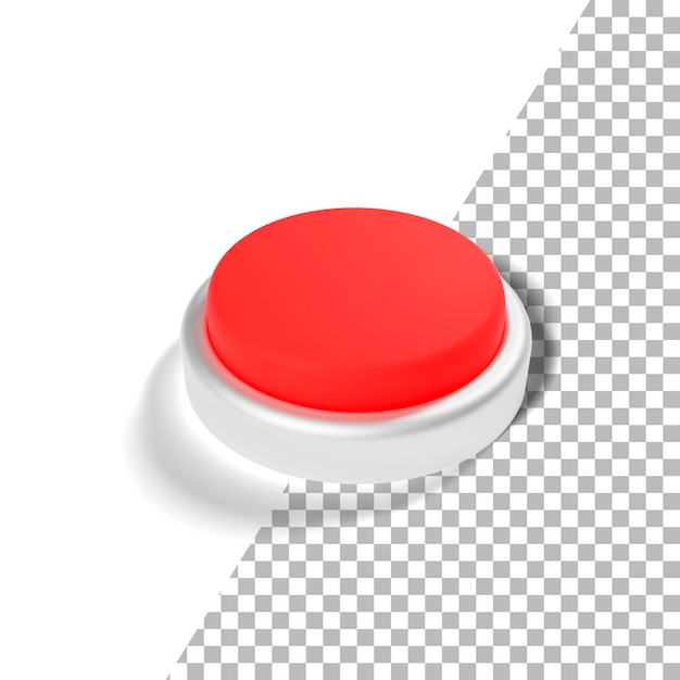 A Red Button 3D Render with Transparent background