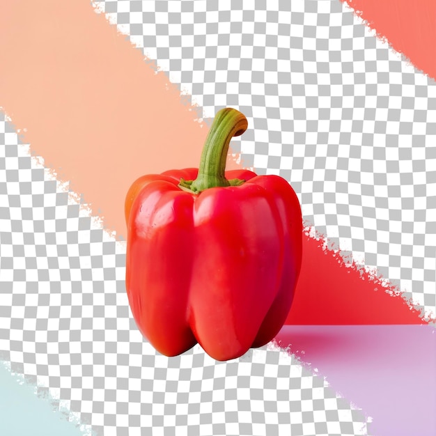 PSD a red pepper with a green stem on it is on a checkered background