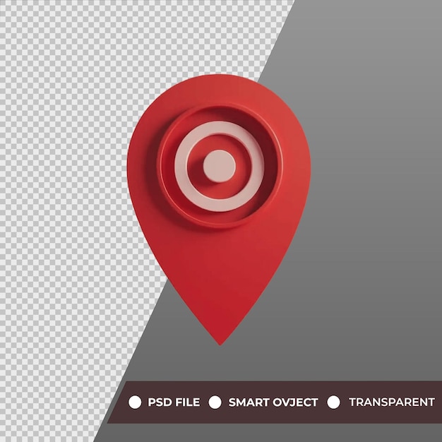 a red pin with a target on it