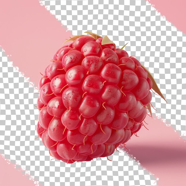 PSD a red raspberry with a red background and a checkered background