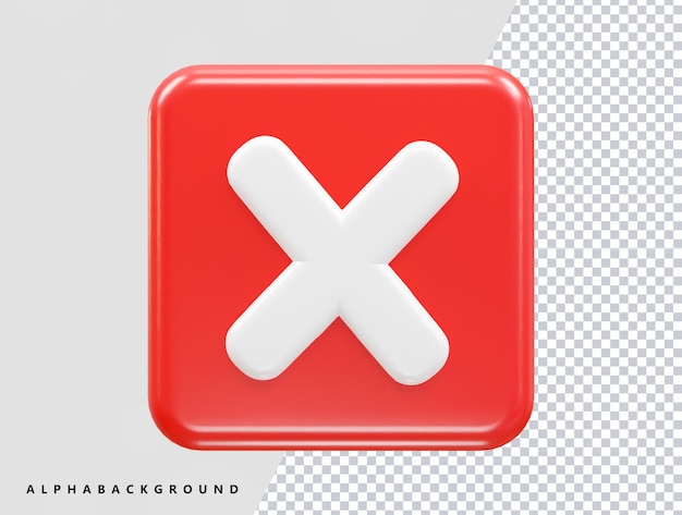 a red square button with a x in the middle.
