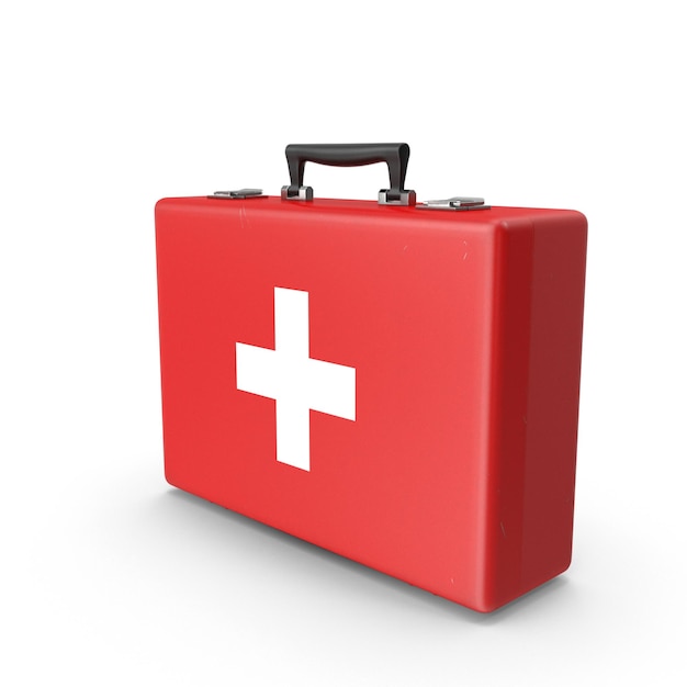 a red suitcase with a white cross on the front
