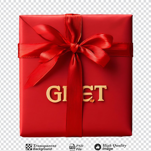 PSD 투명한 배경에 고립된 '선물'이라는 단어가 새겨진 빨간색 태그