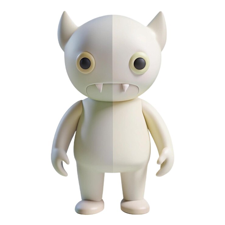 PSD a robot with a white shirt and yellow eyes