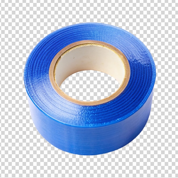 PSD 透明な背景の木製の核を持つ青いテープのロール
