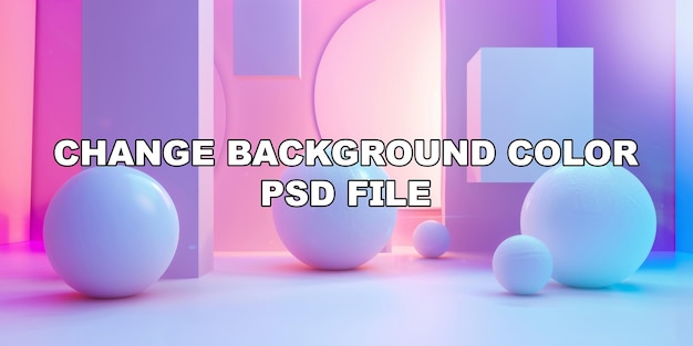 PSD 白い立方体と白いボールのストック背景の部屋