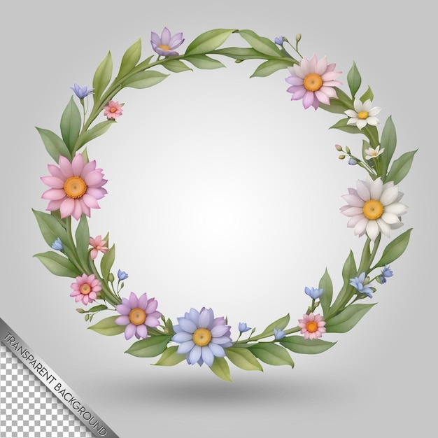 PSD Круглый каркас с цветами и рисунок круга с границей