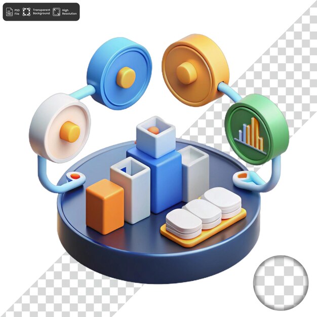 a round table with a cartoon image of different objects on it