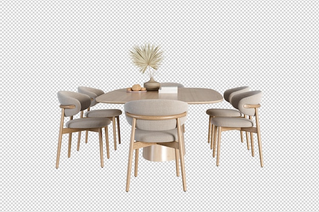 a round table with chairs and a plant on it