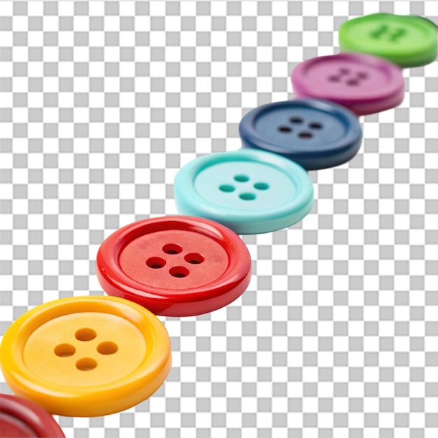 A row of colorful buttons isolated on transparent background
