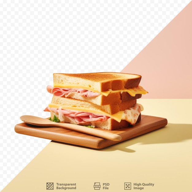 PSD Сэндвич на деревянной доске для резки с рисунком сэндвича на нем.