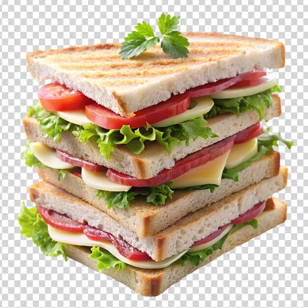 PSD a sandwich with lettuce tomato ham and cheese on transparent background