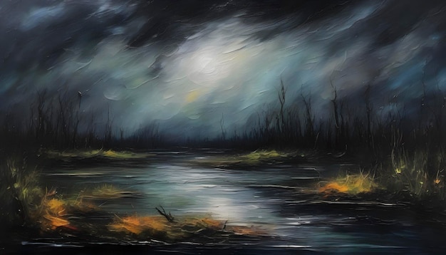 PSD a scary swamp landscape abstract art