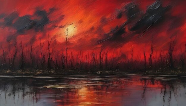 PSD a scary swamp landscape abstract art