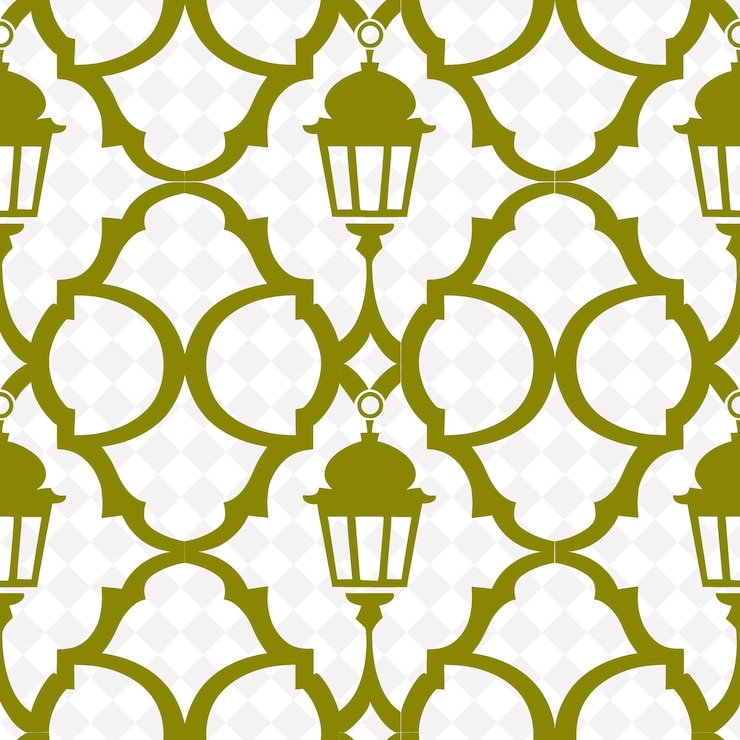 PSD a seamless pattern of green and white lamps and a decorative pattern