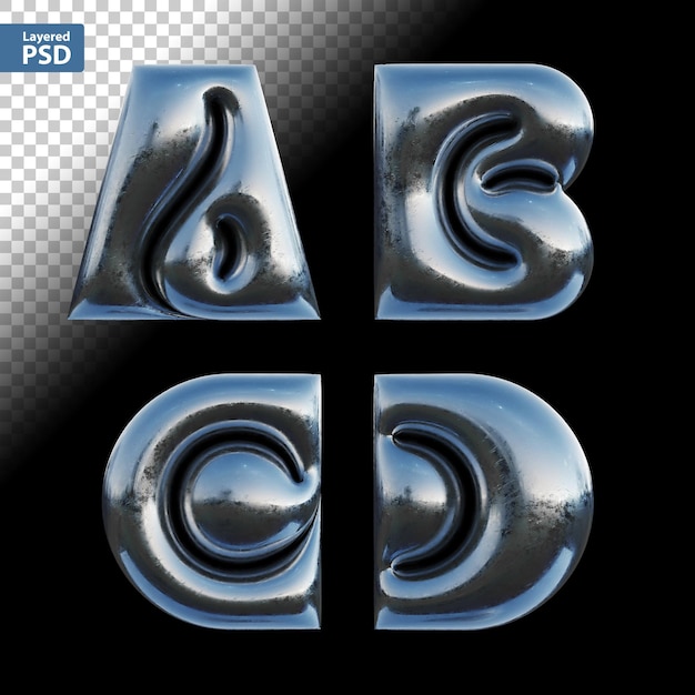 PSD abcd の文字で 3 d 文字のセット