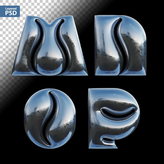 PSD Набор трехмерных букв с буквами abcd