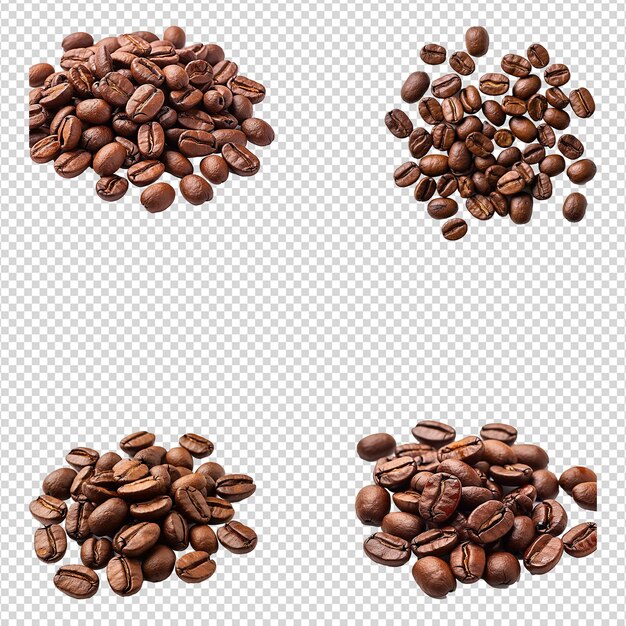 PSD a set of coffee beans isolated on transparent background
