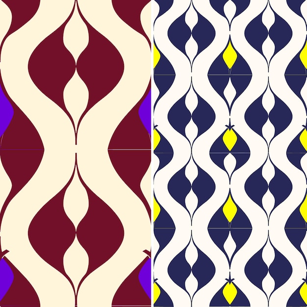 a set of different colored geometric patterns with a bird on the right