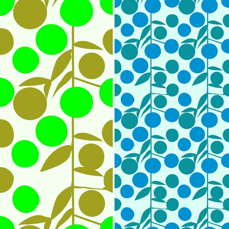 PSD a set of different patterns with blue and green circles