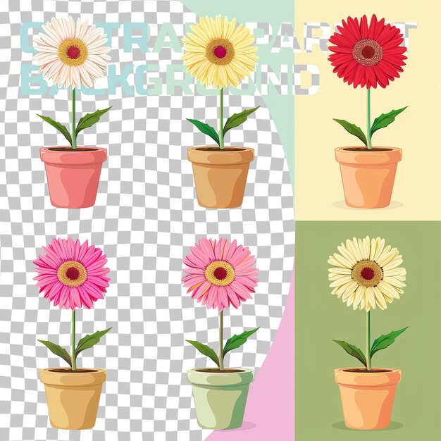 PSD 色々な色の花瓶と底にある言葉のセット