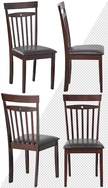 PSD 4 脚の椅子のセットで、そのうちの 1 脚には「その上にある椅子」と書かれています