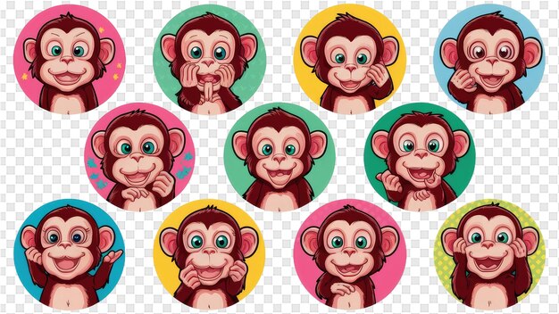 PSD a set of funny monkeys with different faces