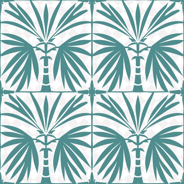 パームの葉の緑と白のデザインのセット