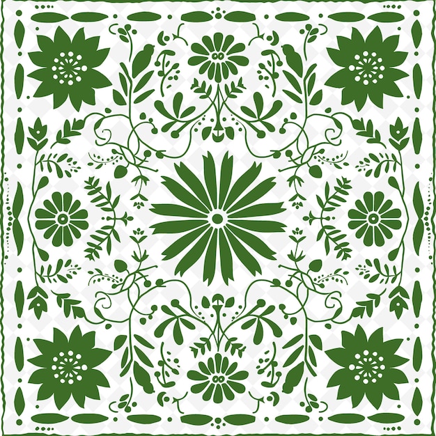 PSD Набор зеленых и белых цветочных узоров