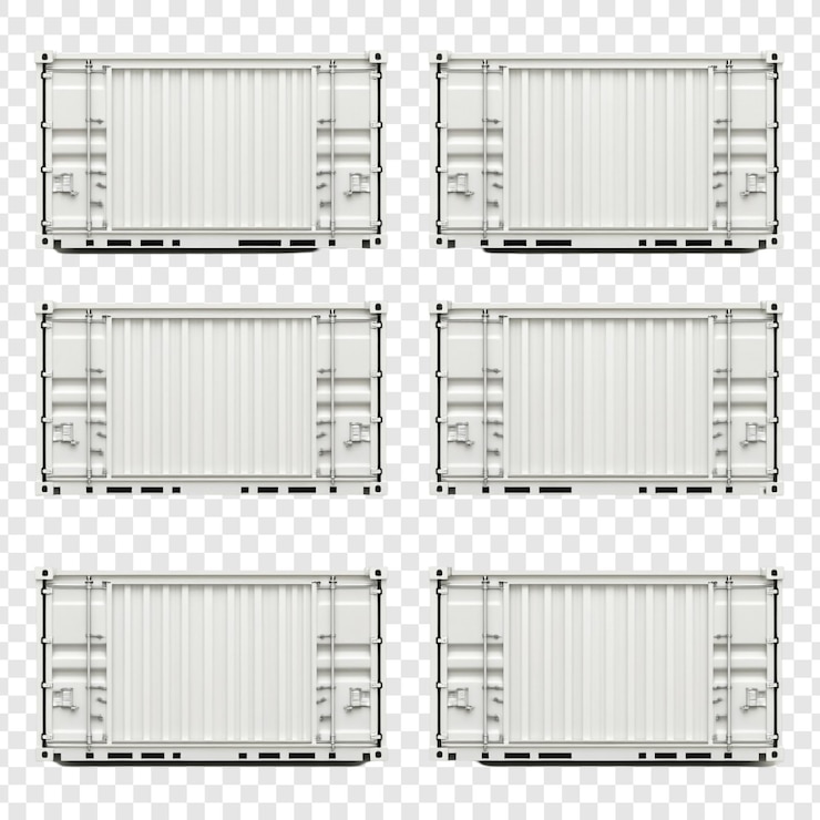PSD a set of horizontal metal boxes with a white border