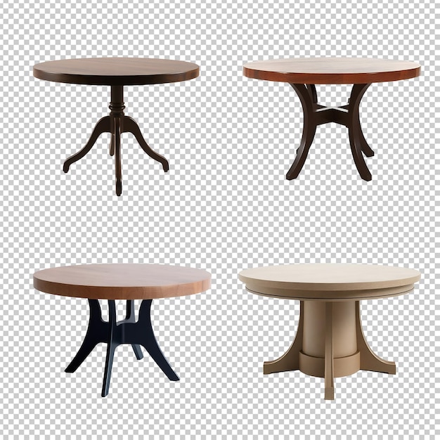 a set of round tables isolated on white background